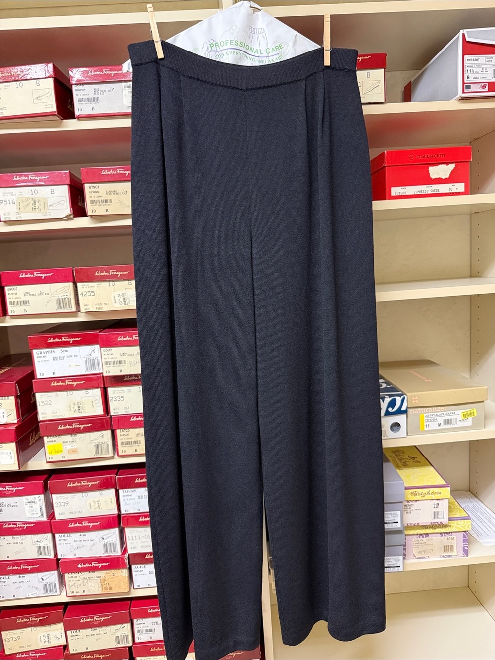 St. John Basics Black Wide-Leg Knit Trousers